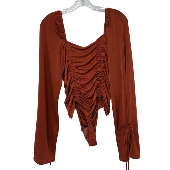 NWT Intimately Free People Meant To Be Women's Ruched Long Sleeve Bodysuit sz L - Picture 4 of 11